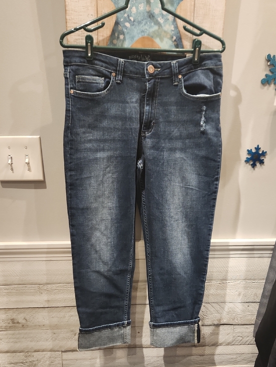 Riders by Lee Denim - NWT LEE Indigo Riders Distressed Capris Denim Jeans w/Copper Button Sz 12 Avg